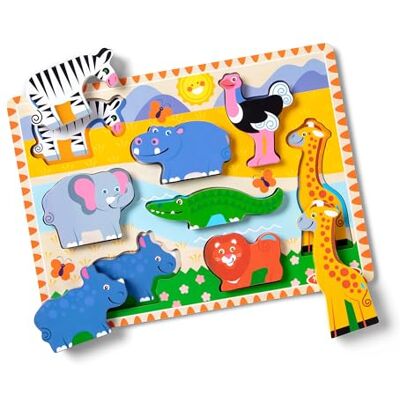 Melissa & Doug Houten puzzelbord met safaridieren, educatief spel, ontwikkeling van cognitieve activiteiten, speelgoed voor jonge kinderen, cadeaus voor meisjes van 2, 3, 4 jaar Melissa & Doug Houten puzzelbord met safaridieren, educatief spel, ontwikkeling van cognitieve activiteiten, speelgoed voor jonge kinderen, cadeaus voor meisjes van 2, 3, 4 jaar