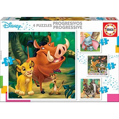 Educa Disney Dieren Dumbo, Bambi, The Lion King, Jungle Book progressief puzzelspel (18104) Educa Disney Dieren Dumbo, Bambi, The Lion King, Jungle Book progressief puzzelspel (18104)