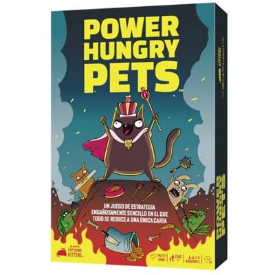 Asmodee Exploding Kittens Power Hungry Pets bedrieglijk eenvoudig strategiespel, waarin alles tot één kaart wordt gereduceerd, vanaf 7 jaar, voor 2 tot 6 spelers, 15 minuten per spel, Spaans Asmodee Exploding Kittens Power Hungry Pets bedrieglijk eenvoudig strategiespel, waarin alles tot één kaart wordt gereduceerd, vanaf 7 jaar, voor 2 tot 6 spelers, 15 minuten per spel, Spaans