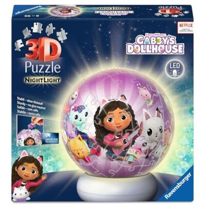 Ravensburger Gabby's Dollhouse 3D-puzzel voor kinderen vanaf 6 jaar, puzzelbal met led-nachtlampje als bedlampje voor kinderen Ravensburger Gabby's Dollhouse 3D-puzzel voor kinderen vanaf 6 jaar, puzzelbal met led-nachtlampje als bedlampje voor kinderen