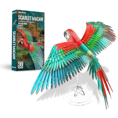 Piececool 3D-puzzel van metaal – model Macaws Aras – dier 3D – 340 stukjes roestvrij staal – restauratie 1:1 – verjaardagscadeau – modelbouwset Piececool 3D-puzzel van metaal – model Macaws Aras – dier 3D – 340 stukjes roestvrij staal – restauratie 1:1 – verjaardagscadeau – modelbouwset