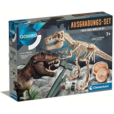 Clementoni Galileo Discovery T-Rex & Fossil graafset modelleerset met dinosaurusskelet hamer, beitel en boetseerklei voor kinderen vanaf 7 jaar 59311 Kit de modelage Kit de recherche avec squelette de dinosaure avec marteau, burin et pâte à modeler pou Clementoni Galileo Discovery T-Rex & Fossil graafset modelleerset met dinosaurusskelet hamer, beitel en boetseerklei voor kinderen vanaf 7 jaar 59311 Kit de modelage Kit de recherche avec squelette de dinosaure avec marteau, burin et pâte à modeler pou