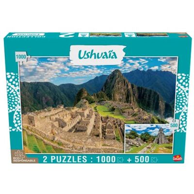 Goliath Puzzel voor volwassenen Ushuaia collectie 2 puzzels: Machu Picchu (Peru 1000 stuks) en Tikal (Guatemala 500 stuks) Goliath Puzzel voor volwassenen Ushuaia collectie 2 puzzels: Machu Picchu (Peru 1000 stuks) en Tikal (Guatemala 500 stuks)