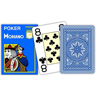 Modiano 481 speelkaartenset, motief: poker, kristal, 4 indexen, blauw, 4 stuks Modiano 481 speelkaartenset, motief: poker, kristal, 4 indexen, blauw, 4 stuks
