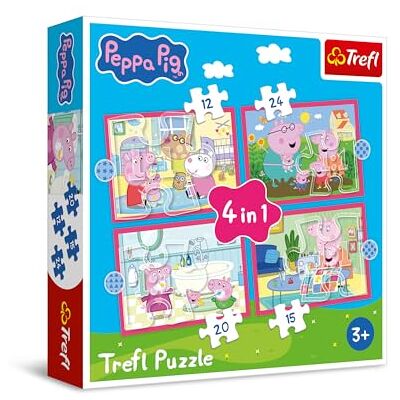 Trefl Peppa Pig, Peppa houdt van avonturen 4-in-1 puzzel, 4 puzzels, 12 tot 24 stukjes kleurrijke puzzels met stripfiguren, voor het plezier van kinderen vanaf 3 jaar Trefl Peppa Pig, Peppa houdt van avonturen 4-in-1 puzzel, 4 puzzels, 12 tot 24 stukjes kleurrijke puzzels met stripfiguren, voor het plezier van kinderen vanaf 3 jaar