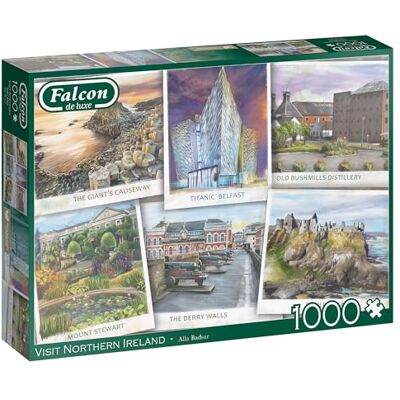 Falcon Jumbo de Luxe Visit Northern Ireland puzzel van 1000 stukjes geïllustreerd door Alla Badsar Hoogwaardig gerecycled karton Posterachtige afwerking Milieuvriendelijke verpakking Falcon Jumbo de Luxe Visit Northern Ireland puzzel van 1000 stukjes geïllustreerd door Alla Badsar Hoogwaardig gerecycled karton Posterachtige afwerking Milieuvriendelijke verpakking