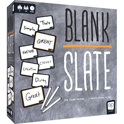 USAopoly BLANK SLATE™ The Game Where Great Minds Think Alike Fun Family-Friendly Board Game Night Word Association Easy to Learn 3-8 spelers Leeftijden 8+ USAopoly BLANK SLATE™ The Game Where Great Minds Think Alike Fun Family-Friendly Board Game Night Word Association Easy to Learn 3-8 spelers Leeftijden 8+