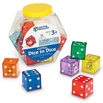 Learning Resources Dobbelstenen in een reuzendobbelsteen 12 stuks Learning Resources Dobbelstenen in een reuzendobbelsteen 12 stuks