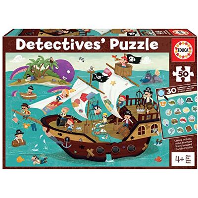 Educa Piratendetectives, 50-delige puzzel voor kinderen, monteer en vind verborgen voorwerpen, vanaf 4 jaar (18896) Educa Piratendetectives, 50-delige puzzel voor kinderen, monteer en vind verborgen voorwerpen, vanaf 4 jaar (18896)