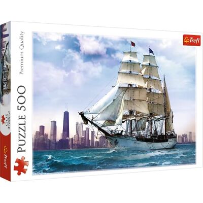 Trefl Puzzel Zeilboot op de achtergrond van Chicago, 500 stukjes, premium kwaliteit, voor volwassenen en kinderen vanaf 10 jaar Trefl Puzzel Zeilboot op de achtergrond van Chicago, 500 stukjes, premium kwaliteit, voor volwassenen en kinderen vanaf 10 jaar