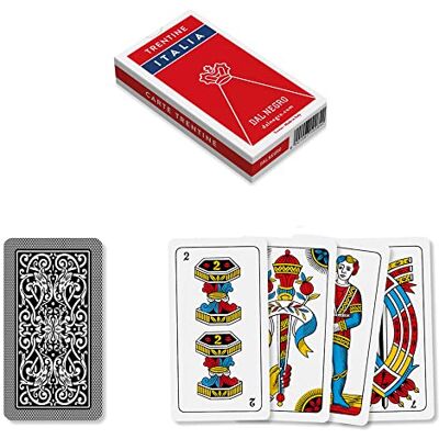 Dal Negro Dal: "Trentino lamineer" Italian Playing Cards Deck van 40 kaarten, gerold en telaat Dal Negro Dal: "Trentino lamineer" Italian Playing Cards Deck van 40 kaarten, gerold en telaat