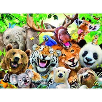 Ravensburger Puzzel wilde selfies, 300 stukjes XXL, aanbevolen leeftijd 9+ jaar Ravensburger Puzzel wilde selfies, 300 stukjes XXL, aanbevolen leeftijd 9+ jaar