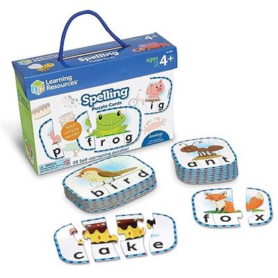 Learning Resources Spellingpuzzelkaarten, voorschoolse voorbereiding, zelfcorrigerende puzzels, vanaf 4 jaar Learning Resources Spellingpuzzelkaarten, voorschoolse voorbereiding, zelfcorrigerende puzzels, vanaf 4 jaar