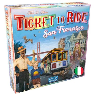 Asmodee Ticket to Ride San Francisco Bordspel Verken de gouden stad van vrede en liefde Strategiespel voor familie en vrienden 2-4 spelers, 8+ jaar oud, editie in het Italiaans Asmodee Ticket to Ride San Francisco Bordspel Verken de gouden stad van vrede en liefde Strategiespel voor familie en vrienden 2-4 spelers, 8+ jaar oud, editie in het Italiaans