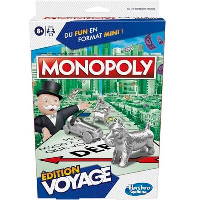 Hasbro Monopoly Reiseditie, draagbaar spel voor 2-4 spelers, reisspel voor kinderen vanaf 8 jaar (Franse versie) Hasbro Monopoly Reiseditie, draagbaar spel voor 2-4 spelers, reisspel voor kinderen vanaf 8 jaar (Franse versie)