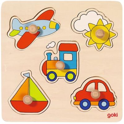 Goki 2041541 Houten puzzel met inbouwmontage Mijn reis 15 stukjes Goki 2041541 Houten puzzel met inbouwmontage Mijn reis 15 stukjes