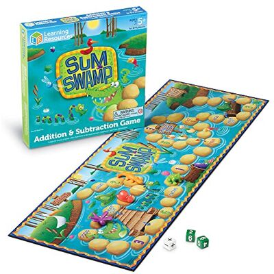 Learning Resources Sum Swamp Optel- en aftrekspel, 8-delig, vanaf 5 jaar, wiskundespel voor kinderen, educatief spel voor kinderen, wiskundige bordspellen voor de Learning Resources Sum Swamp Optel- en aftrekspel, 8-delig, vanaf 5 jaar, wiskundespel voor kinderen, educatief spel voor kinderen, wiskundige bordspellen voor de