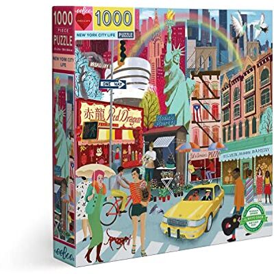 eeBoo 1000 stukjes New York City Life puzzel van gerecycled karton voor volwassenen, afmetingen 58,5 x 58,5 cm, PZTNYL eeBoo 1000 stukjes New York City Life puzzel van gerecycled karton voor volwassenen, afmetingen 58,5 x 58,5 cm, PZTNYL