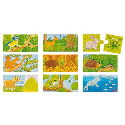 Goki 57464 Mini-puzzel, motief: Wer voedt, meerkleurig Goki 57464 Mini-puzzel, motief: Wer voedt, meerkleurig