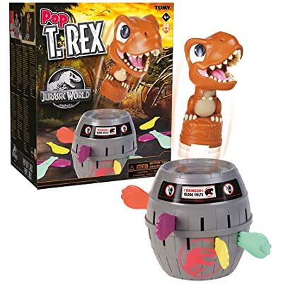 TOMY Pop T-Rex Jurassic World Gezelschapsspel voor familie en kinderen, dinosaurusspel, 2-4 spelers, geschikt voor jongens en meisjes vanaf 4 jaar TOMY Pop T-Rex Jurassic World Gezelschapsspel voor familie en kinderen, dinosaurusspel, 2-4 spelers, geschikt voor jongens en meisjes vanaf 4 jaar