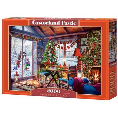 Castorland Puzzel van 2000 stukjes, kersthuisje, open haard met hangende kousen, versierde boom, puzzel voor volwassenen, C-200962-2 Castorland Puzzel van 2000 stukjes, kersthuisje, open haard met hangende kousen, versierde boom, puzzel voor volwassenen, C-200962-2