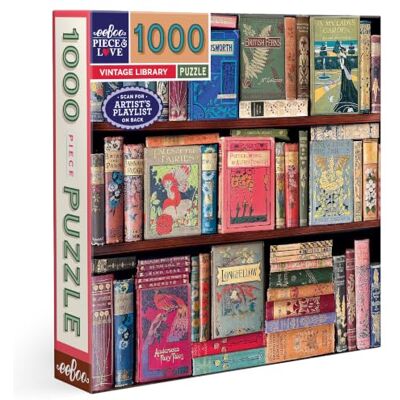 eeBoo Vintage bibliotheek kleurrijk, 1000 stukjes, puzzel van gerecycled karton, afmetingen 58,5 cm per kant, PZTVTL eeBoo Vintage bibliotheek kleurrijk, 1000 stukjes, puzzel van gerecycled karton, afmetingen 58,5 cm per kant, PZTVTL