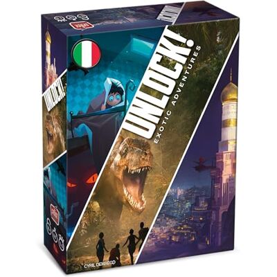 Asmodee Unlock! Exotic Adventures, tafelspel met app, Escape Room, 1-6 spelers, 10+ jaar, editie in het Italiaans Asmodee Unlock! Exotic Adventures, tafelspel met app, Escape Room, 1-6 spelers, 10+ jaar, editie in het Italiaans