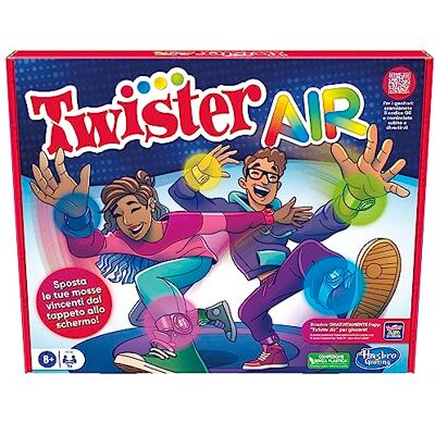 Hasbro Twister Air spel, Twister spel met augmented reality-app, verbindt zich met intelligente apparaten, actieve feestspellen vanaf 8 jaar Hasbro Twister Air spel, Twister spel met augmented reality-app, verbindt zich met intelligente apparaten, actieve feestspellen vanaf 8 jaar