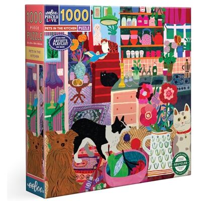 eeBoo Puzzel met 1000 stukjes Pets in The Kitchen Puzzel voor volwassenen 1000 stukjes van karton Afmetingen 58,5 cm x 58,5 cm eeBoo Puzzel met 1000 stukjes Pets in The Kitchen Puzzel voor volwassenen 1000 stukjes van karton Afmetingen 58,5 cm x 58,5 cm