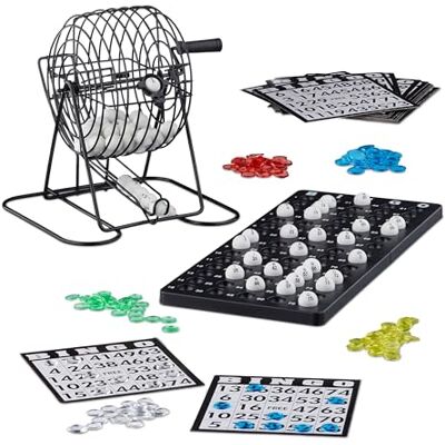 Relaxdays Bingo Boulier 10021014, van metaal, lotto tombola, spellen van Hasard geluk, (h x b x d), 20 x 17,5 x 21,5 cm, zwart, Engelse versie Relaxdays Bingo Boulier 10021014, van metaal, lotto tombola, spellen van Hasard geluk, (h x b x d), 20 x 17,5 x 21,5 cm, zwart, Engelse versie