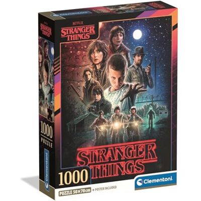 Clementoni Legpuzzel voor volwassenen, 1000 stukjes, Stranger Things – Compact Box, gemaakt in Italië, 39978 Clementoni Legpuzzel voor volwassenen, 1000 stukjes, Stranger Things – Compact Box, gemaakt in Italië, 39978