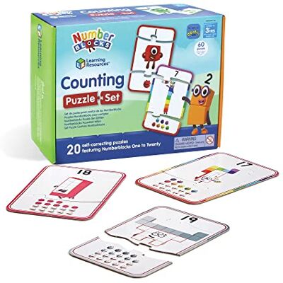 Learning Resources Set met 1 nummerblocks, leren tellen voor kinderen, 20 educatief in een doos, puzzels met 3 delen, vanaf 3 jaar, HM95401-UK Learning Resources Set met 1 nummerblocks, leren tellen voor kinderen, 20 educatief in een doos, puzzels met 3 delen, vanaf 3 jaar, HM95401-UK