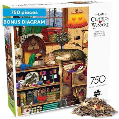 Buffalo Games Charles Wysocki – Yarn Duty – 750 stukjes Jigsaw puzzel voor volwassenen – uitdagende puzzel perfect voor Game Nights – afgewerkte afmetingen is 24,00 x 18,00 cm Buffalo Games Charles Wysocki – Yarn Duty – 750 stukjes Jigsaw puzzel voor volwassenen – uitdagende puzzel perfect voor Game Nights – afgewerkte afmetingen is 24,00 x 18,00 cm