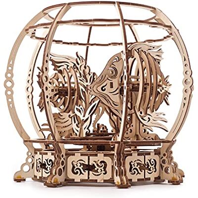 UGEARS 3D-puzzel voor mechanisch aquarium, decoratieve set van hout met veermechanisme, 3D-houten puzzel voor volwassenen, thuismontage, modelbouwset voor volwassenen en kinderen 14+ UGEARS 3D-puzzel voor mechanisch aquarium, decoratieve set van hout met veermechanisme, 3D-houten puzzel voor volwassenen, thuismontage, modelbouwset voor volwassenen en kinderen 14+