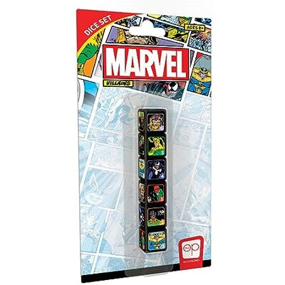 USAopoly Marvel Villains Dice Set Collectible D6 Dice Featuring Thanos; Doctor Octopus; Red Skull; Venom; Loki; and MODOK Officieel gelicentieerd 6-zijdig dice USAopoly Marvel Villains Dice Set Collectible D6 Dice Featuring Thanos; Doctor Octopus; Red Skull; Venom; Loki; and MODOK Officieel gelicentieerd 6-zijdig dice