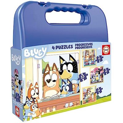 Educa Set van vier progressieve puzzels van 12 tot 25 stukjes met de figuren van Bluey Gepresenteerd in een prachtige opbergkoffer. Aanbevolen vanaf 3 jaar (19830) Educa Set van vier progressieve puzzels van 12 tot 25 stukjes met de figuren van Bluey Gepresenteerd in een prachtige opbergkoffer. Aanbevolen vanaf 3 jaar (19830)