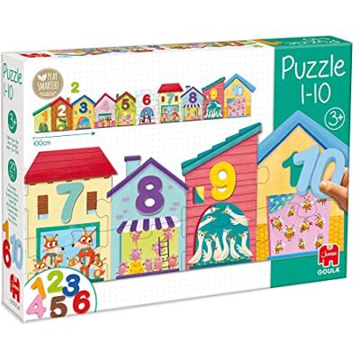Goula Puzzel 1-10 educatieve kinderpuzzel van karton en hout vanaf 3 jaar Frans Goula Puzzel 1-10 educatieve kinderpuzzel van karton en hout vanaf 3 jaar Frans
