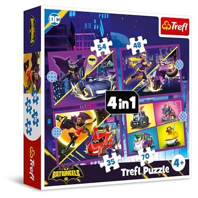 Trefl Batwheels, Ontdek Batwheels 4-in-1 puzzel, 4 puzzels, van 12 tot 24 stukjes verschillende moeilijkheidsniveaus, plezier voor kinderen vanaf 4 jaar Trefl Batwheels, Ontdek Batwheels 4-in-1 puzzel, 4 puzzels, van 12 tot 24 stukjes verschillende moeilijkheidsniveaus, plezier voor kinderen vanaf 4 jaar