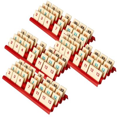 Feldherr 4 stuks voordeelset plastic rek voor Rumikub 4 sleuven, kleur: kersenrood Feldherr 4 stuks voordeelset plastic rek voor Rumikub 4 sleuven, kleur: kersenrood