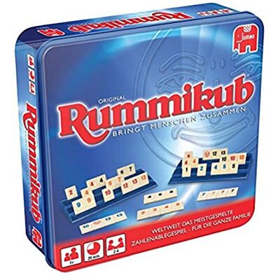 Jumbo Rummikub Original Board game Tile-based In metalen doos, voor volwassenen en kinderen vanaf 7 jaar, spelletjes Jumbo Rummikub Original Board game Tile-based In metalen doos, voor volwassenen en kinderen vanaf 7 jaar, spelletjes