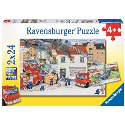 Ravensburger 08851 5 – puzzel – bij de brandweerlieden – 2 x 24 stukjes Ravensburger 08851 5 – puzzel – bij de brandweerlieden – 2 x 24 stukjes