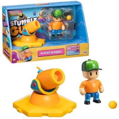 Bizak Stumble Guys Playset met beweegbaar figuur, 7,5 cm, recreëert scènes uit het videospel, Mr. Stumble met kanon, jongens en meisjes vanaf 8 jaar, (64119201) Bizak Stumble Guys Playset met beweegbaar figuur, 7,5 cm, recreëert scènes uit het videospel, Mr. Stumble met kanon, jongens en meisjes vanaf 8 jaar, (64119201)