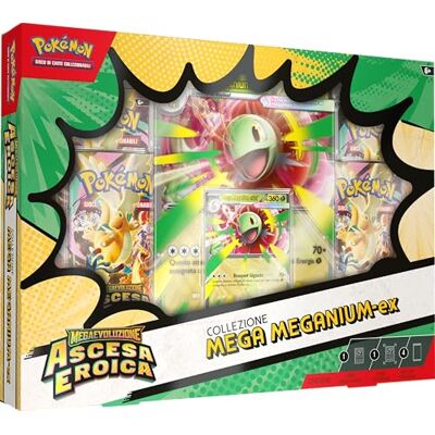 Pokémon : Meganium-ex collectie van de Mega Evolution-uitbreiding – heroïsche opkomst van het TCG (een holografische promotiekaart, een enorme lenticulaire kaart en vier enveloppen Pokémon : Meganium-ex collectie van de Mega Evolution-uitbreiding – heroïsche opkomst van het TCG (een holografische promotiekaart, een enorme lenticulaire kaart en vier enveloppen