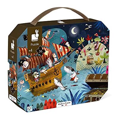 Janod J02614 Puzzel voor kinderen, schattenjacht, 36-delig, educatief spel, fijne motoriek en concentratie, koffer met handvat, gemaakt in Frankrijk, FSC-gecertificeerd, plantaardige inkt, vanaf 4 Janod J02614 Puzzel voor kinderen, schattenjacht, 36-delig, educatief spel, fijne motoriek en concentratie, koffer met handvat, gemaakt in Frankrijk, FSC-gecertificeerd, plantaardige inkt, vanaf 4