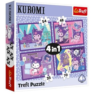 Trefl Kuromi, Kuromi Day 4-in-1 puzzel, 4 puzzels, 35 tot 70 stukjes verschillende moeilijkheidsgraden, voor kinderen vanaf 4 jaar Trefl Kuromi, Kuromi Day 4-in-1 puzzel, 4 puzzels, 35 tot 70 stukjes verschillende moeilijkheidsgraden, voor kinderen vanaf 4 jaar