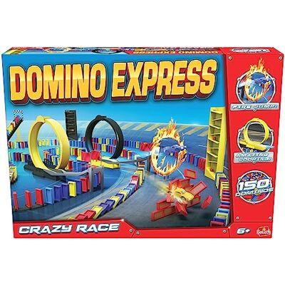 Goliath Domino Express Crazy Race Constructiespeelgoed Bouwset voor Kinderen en Volwassen, Vanaf Zes Jaar, Inclusief Twee Loopings, Auto's en Race-elementen Goliath Domino Express Crazy Race Constructiespeelgoed Bouwset voor Kinderen en Volwassen, Vanaf Zes Jaar, Inclusief Twee Loopings, Auto's en Race-elementen