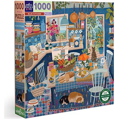 eeBoo Piece&Love Kitchen-1000 stuks keuken blauw blauw keuken volwassenen gerecycled karton kleurrijke puzzel 1000 stukjes, PZTBUK eeBoo Piece&Love Kitchen-1000 stuks keuken blauw blauw keuken volwassenen gerecycled karton kleurrijke puzzel 1000 stukjes, PZTBUK