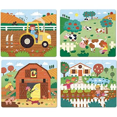 Vilac 4 puzzels van de boerderij, 2632, meerkleurig Vilac 4 puzzels van de boerderij, 2632, meerkleurig