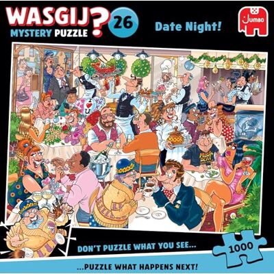 Jumbo Wasgij Mystery 26 Valentijnsdag! Date Night! Puzzel voor volwassenen Humoristisch 100% gerecycled karton 1000 stukjes Jumbo Wasgij Mystery 26 Valentijnsdag! Date Night! Puzzel voor volwassenen Humoristisch 100% gerecycled karton 1000 stukjes