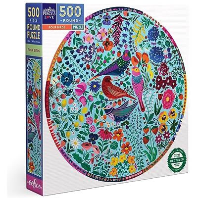 eeBoo Puzzel vier vogels – ronde puzzel voor volwassenen, 500 stukjes, met vier vogels omringd door mooie bloemen – afmetingen 58,5 x 58,5 cm, groen eeBoo Puzzel vier vogels – ronde puzzel voor volwassenen, 500 stukjes, met vier vogels omringd door mooie bloemen – afmetingen 58,5 x 58,5 cm, groen